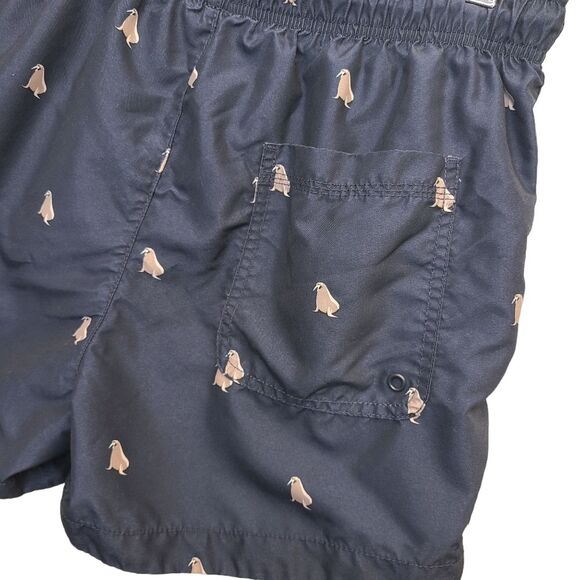 H&M Mens Navy Walrus Print Lined Swimming Trunks Shorts M - Picture 4 of 8